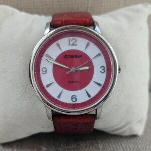 Gossip Ladies Wristwatch Analog Quartz Wrist Watch Red Genuine Leather Strap